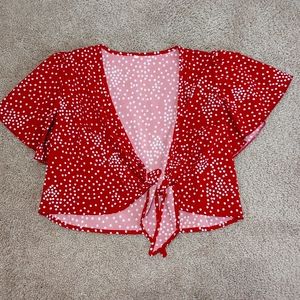 Polkadot Tie Front Top